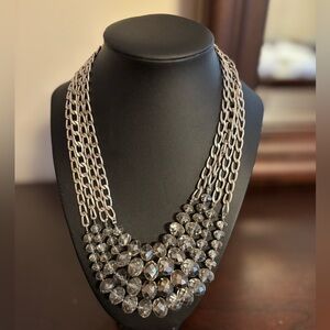 LOFT Multi Strand Sparkle Necklace in Crystal gray.